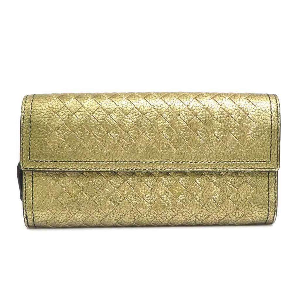 Bottega Veneta long wallet Intrecciato leather gold